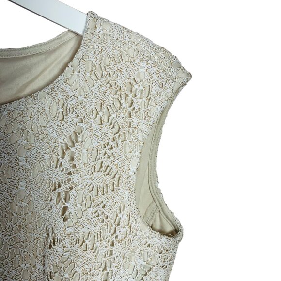party dress  sz 4 dress beige lace /crochet sleeveless fit & flare  DB - Picture 11 of 14